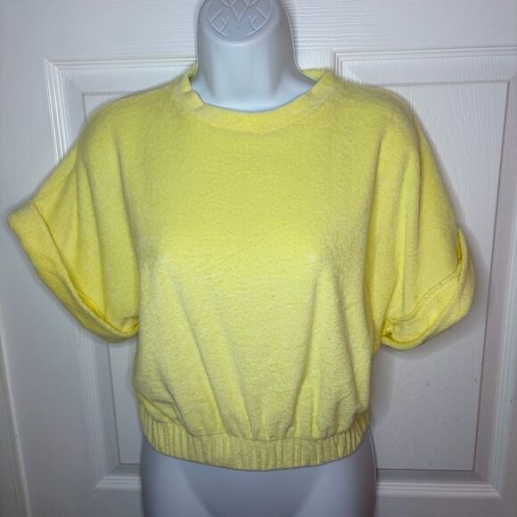 Elan Lenon Custard Yellow Cropped Terry Top Beach Top M - Picture 5 of 12